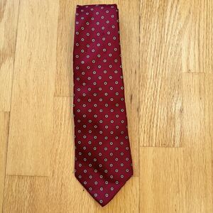 Paco Rabanne Men’s Silk Neck Tie Extra Long Micro Floral Red Maroon FAIR Preppy